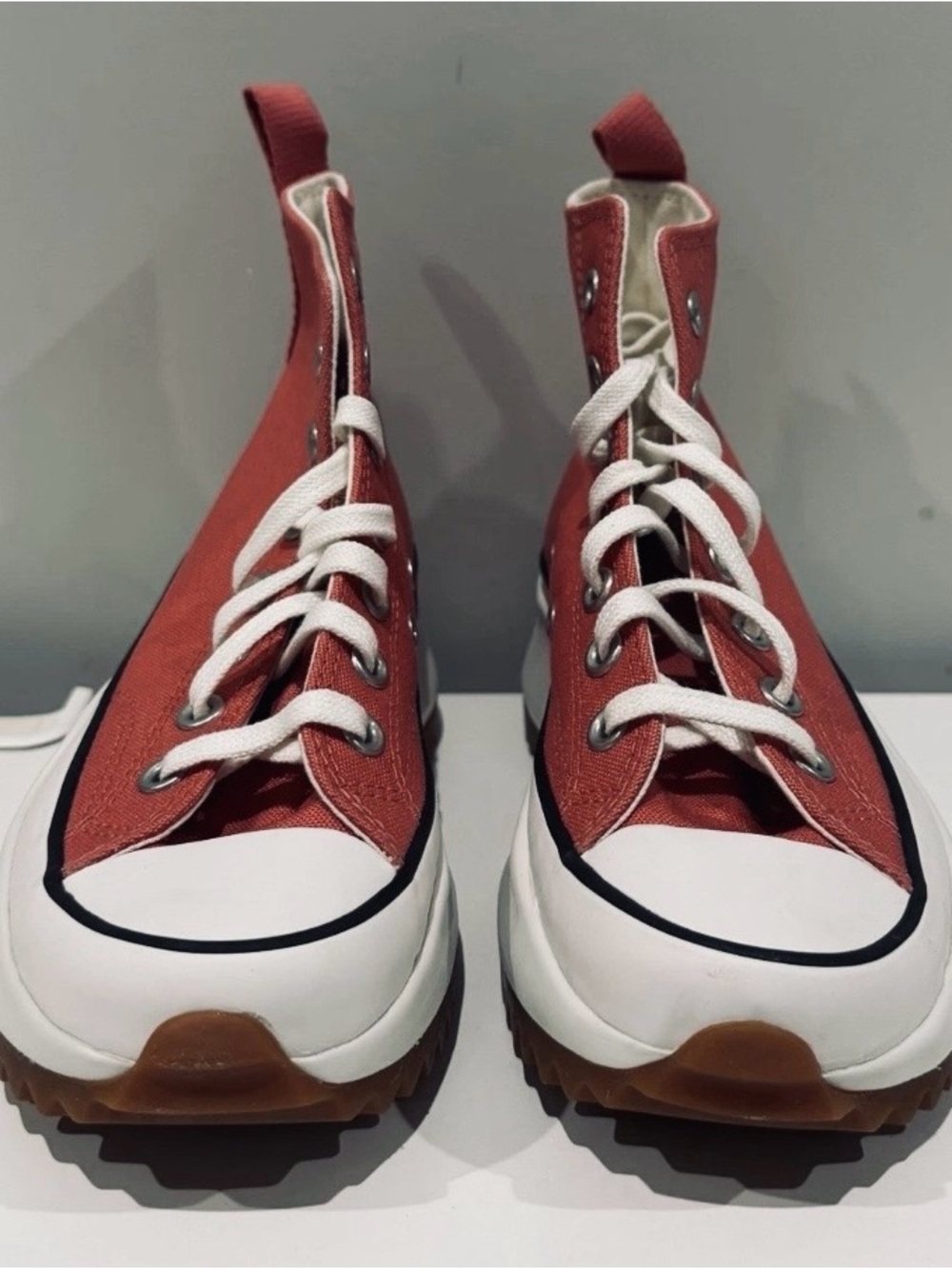 Converse Run Star Hike Chuck Taylor Platform High Red Sneakers Shoes-Womens 7.5 - Picture 3 of 6